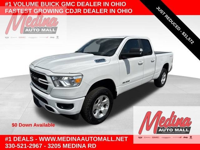 2023 RAM 1500 Big Horn in White — front three-quarter view