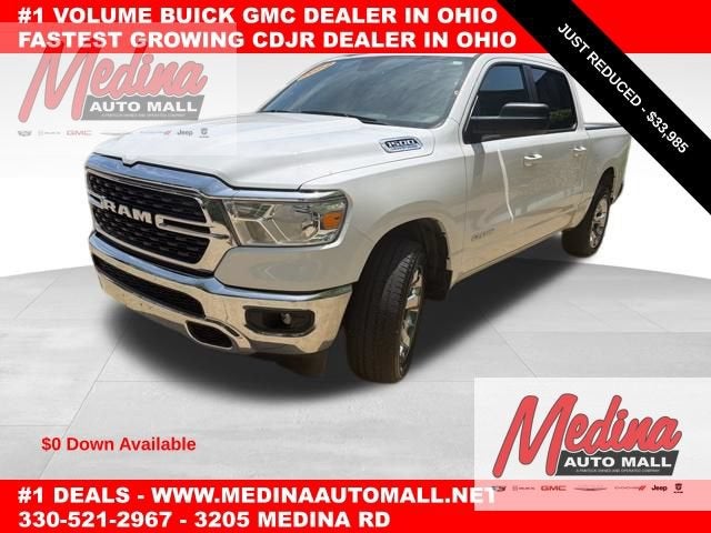 2022 RAM 1500 Big Horn in White — front three-quarter view