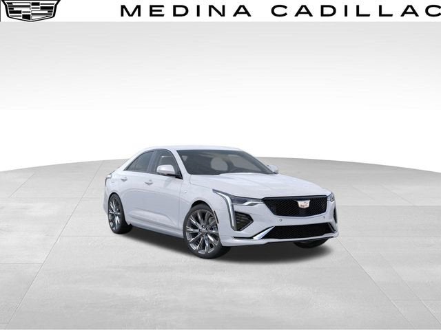 2025 Cadillac CT4 Sport in Summit White — front three-quarter view