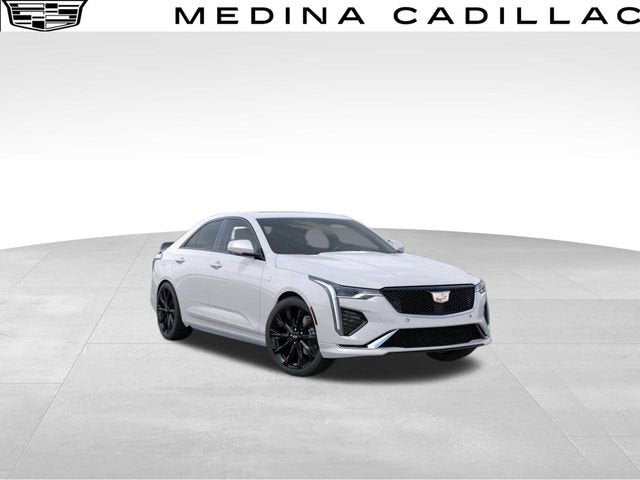 2025 Cadillac CT4 Sport in Crystal White Tricoat — front three-quarter view