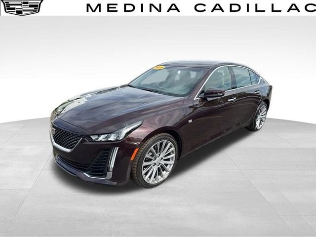 2021 Cadillac CT5 Premium Luxury in Garnet Metallic — front three-quarter view