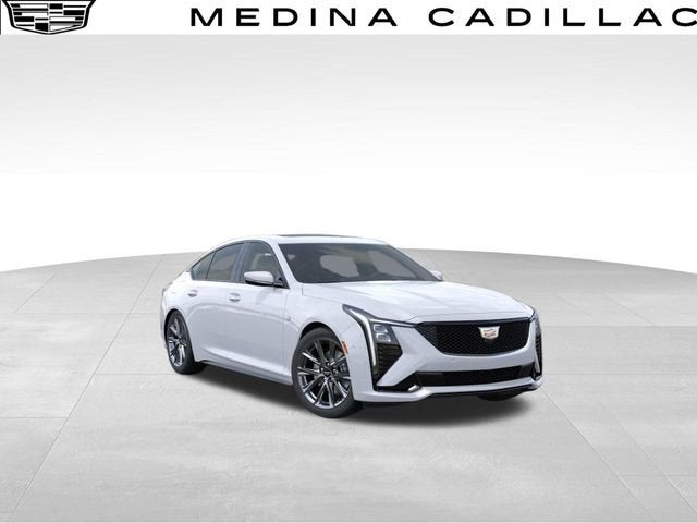 2026 Cadillac CT5 Sport in Vibrant White Tricoat — front three-quarter view