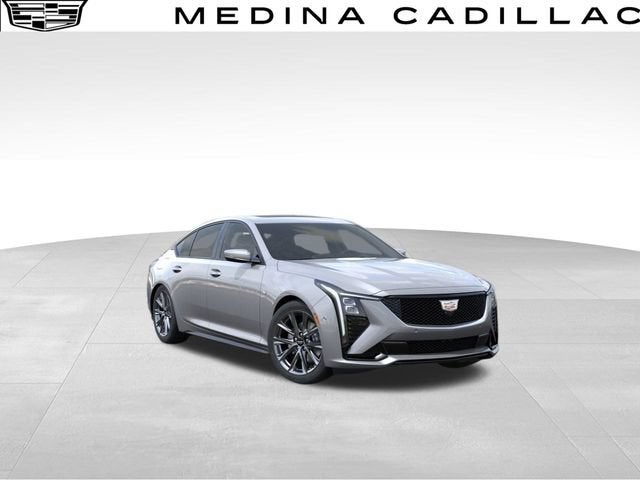 2026 Cadillac CT5 Sport in Argent Silver Metallic — front three-quarter view
