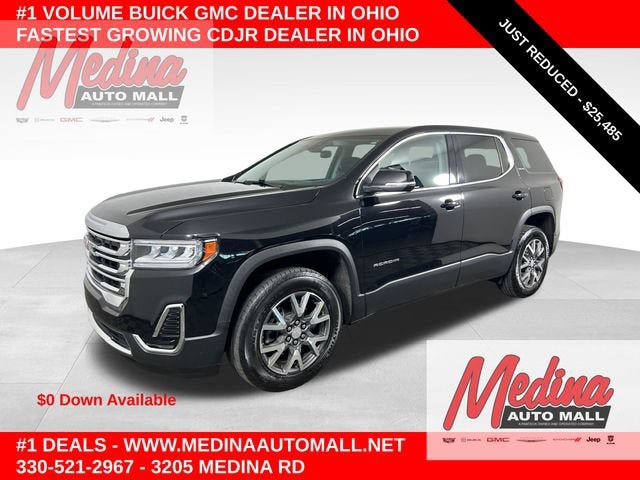 2023 GMC Acadia SLE in Ebony Twilight Metallic — front three-quarter view