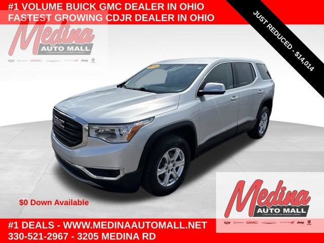 2019 GMC Acadia SLE in Quicksilver Metallic — front three-quarter view