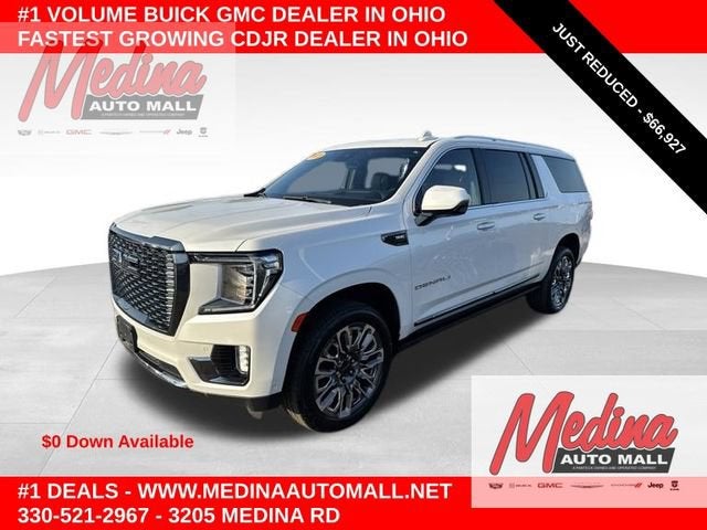 2023 GMC Yukon XL Denali Ultimate in White Frost Tricoat — front three-quarter view