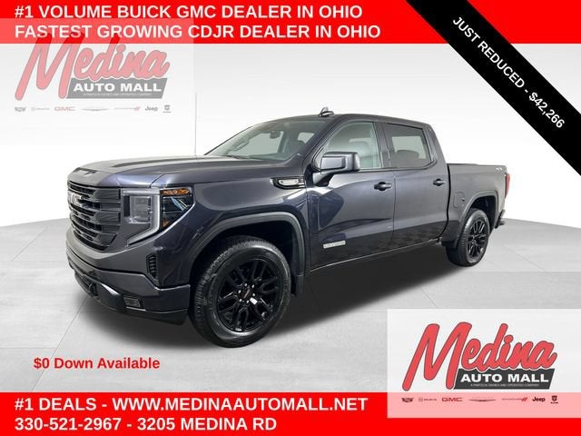 2025 GMC Sierra 1500 Elevation in Titanium Rush Metallic — front three-quarter view