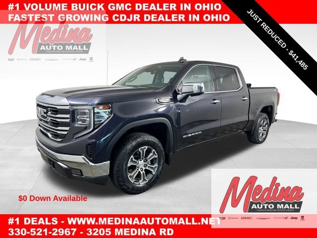 2023 GMC Sierra 1500 SLT in Titanium Rush Metallic — front three-quarter view