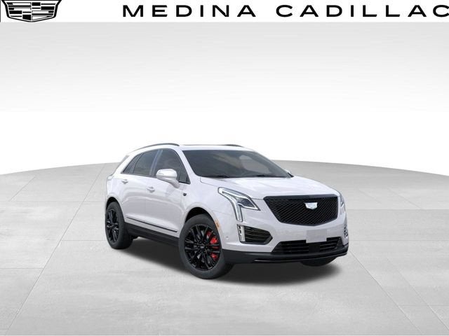2026 Cadillac XT5 Sport in Crystal White Tricoat — front three-quarter view