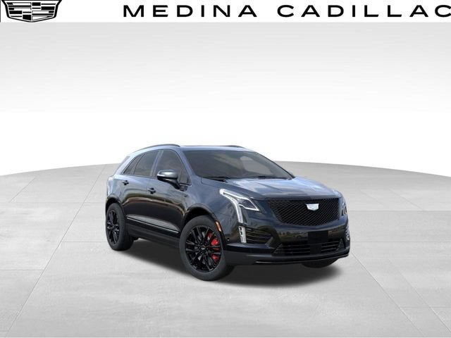 2026 Cadillac XT5 Sport in Stellar Black Metallic — front three-quarter view