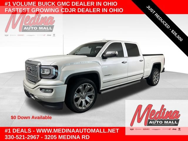 2017 GMC Sierra 1500 Denali in White Frost Tricoat — front three-quarter view