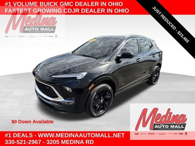 2025 Buick Encore GX Sport Touring in Ebony Twilight Metallic — front three-quarter view